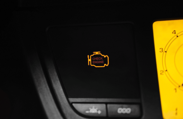check engine light, european auto repair in Milwaukee, WI at O'Reilly Motor Cars. Image of an illuminated check engine light on a dashboard, stressing the importance of timely diagnostics and repair to prevent costly issues.